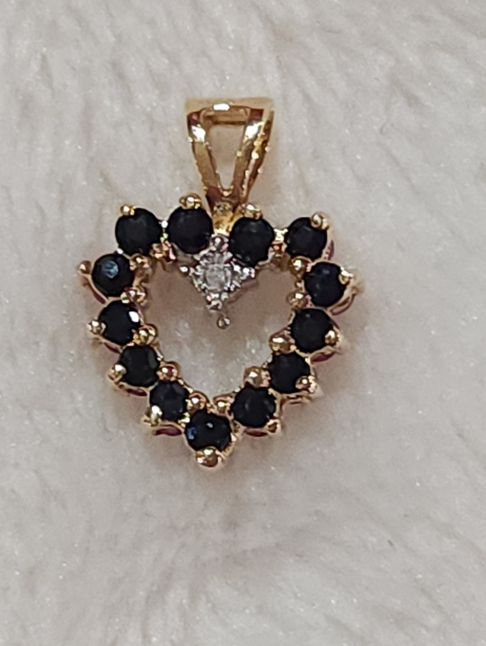 10KP Yellow Gold Ruby Sapphire & Diamond Reversible Heart Pendant , NWT - Picture 4 of 15